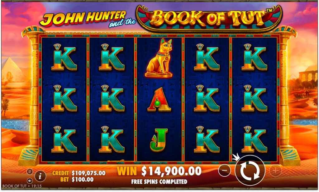 John Hunter and the Book of Tut slot game with Ancient Egyptian symbols by Pragmatic Play